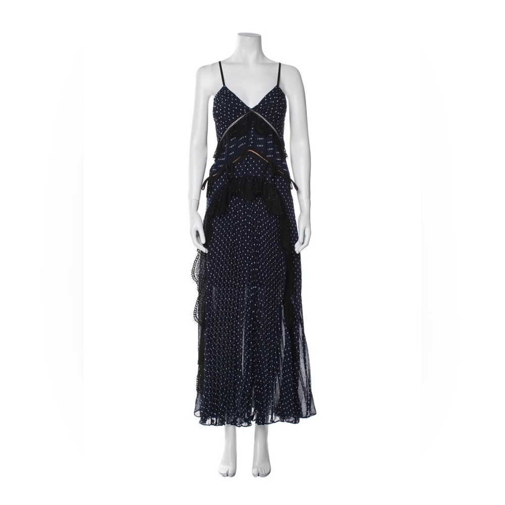 Self-Portrait Navy & Black Long Dress